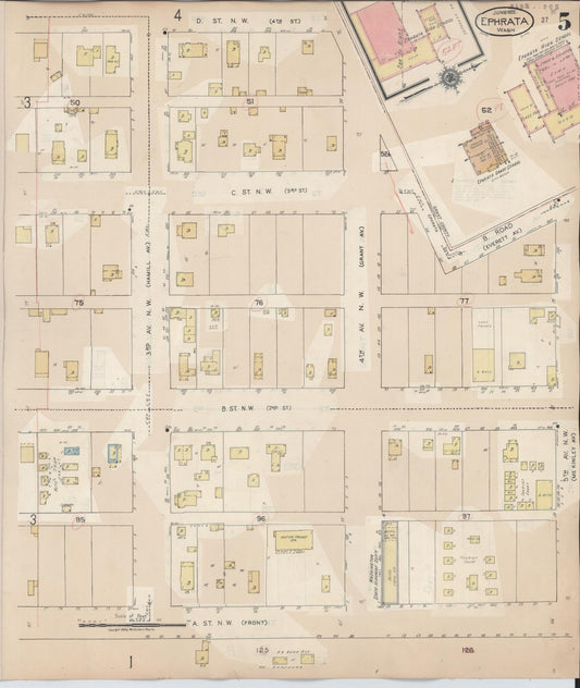 Sanborn Fire Insurance Map from Ephrata, Grant County, Washington (1944), Sheet #0005 - Historic Sanborn Fire Insurance Map Print, vintage old map wall art, antique decor, genealogy gift, Washington Washington map