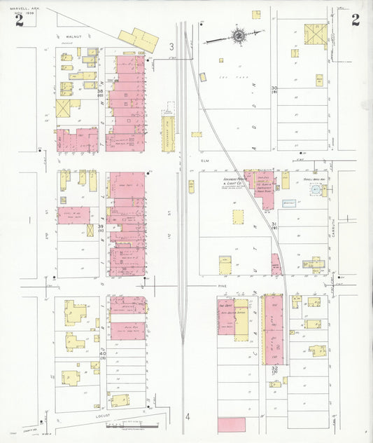 Sanborn Fire Insurance Map from Marvell, Phillips County, Arkansas (1939), Sheet #0002 - Historic Sanborn Fire Insurance Map Print, vintage old map wall art, antique decor, genealogy gift, Arkansas Arkansas map