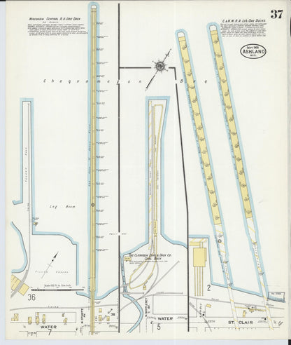 Sanborn Fire Insurance Map from Ashland, Ashland County, Wisconsin (1909), Sheet #0037 - Complete Map Set gallery image, historic Sanborn map, vintage wall art, Wisconsin Wisconsin