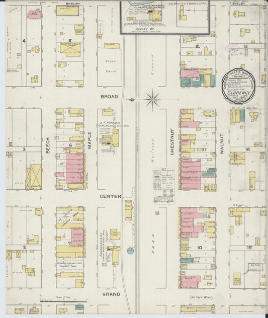 Sanborn Fire Insurance Map from Clarence, Shelby County, Missouri (1893), Sheet #0001 - Historic Sanborn Fire Insurance Map Print, vintage old map wall art, antique decor, genealogy gift, Missouri Missouri map