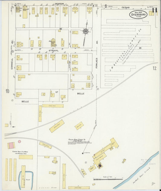 Sanborn Fire Insurance Map from Dyersburg, Dyer County, Tennessee (1909), Sheet #0011 - Historic Sanborn Fire Insurance Map Print, vintage old map wall art, antique decor, genealogy gift, Tennessee Tennessee map