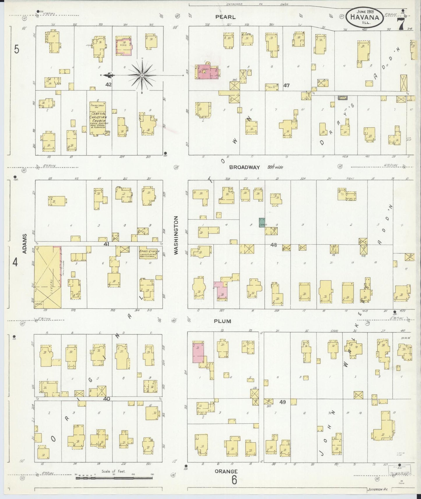 Sanborn Fire Insurance Map from Havana, Mason County, Illinois (1909), Sheet #0007 - Historic Sanborn Fire Insurance Map Print, vintage old map wall art, antique decor, genealogy gift, Illinois Illinois map