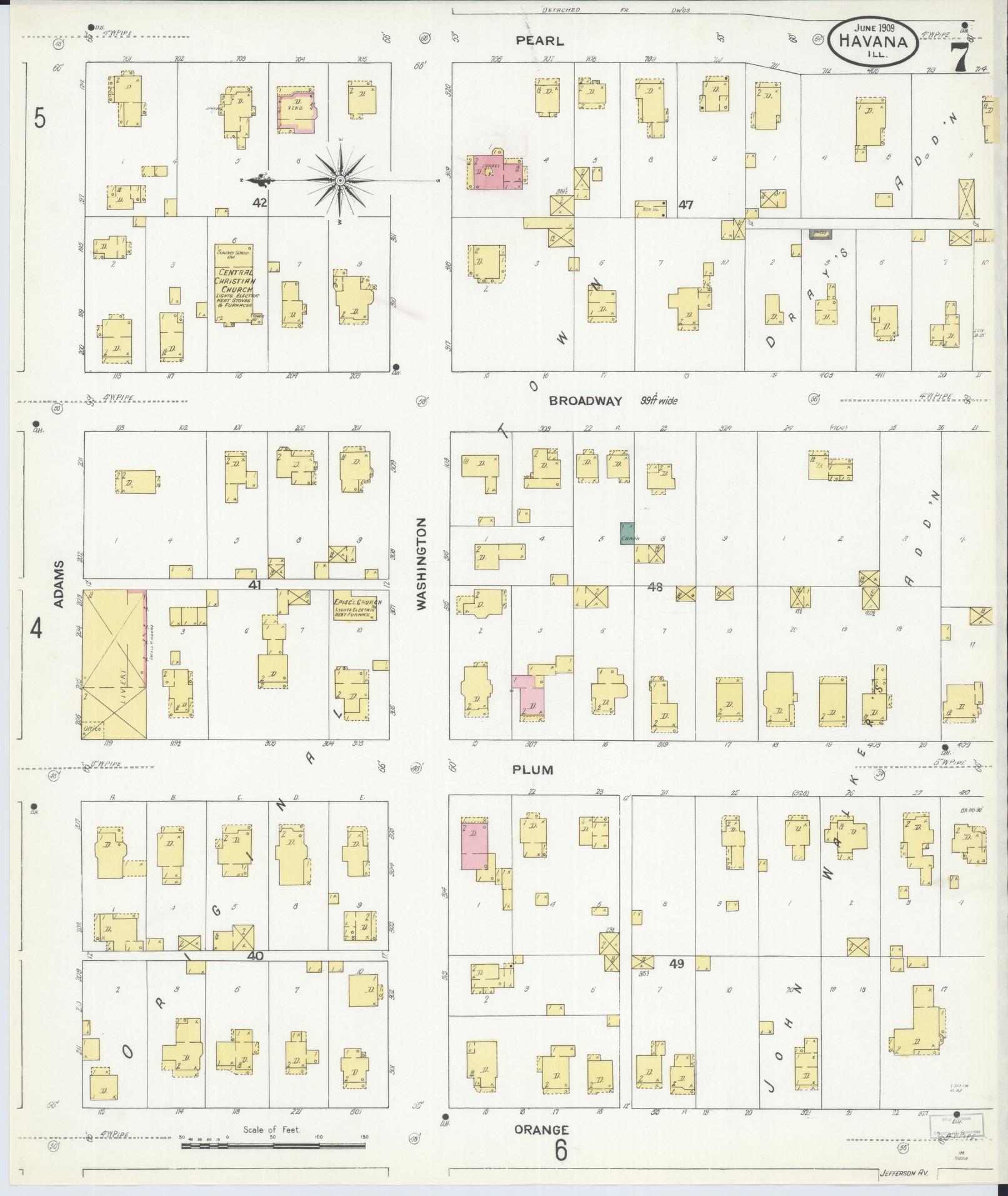 Sanborn Fire Insurance Map from Havana, Mason County, Illinois (1909), Sheet #0007 - Historic Sanborn Fire Insurance Map Print, vintage old map wall art, antique decor, genealogy gift, Illinois Illinois map