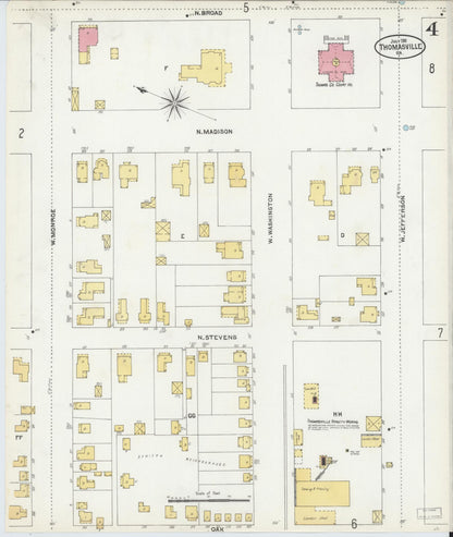 Sanborn Fire Insurance Map from Thomasville, Thomas County, Georgia (1905), Sheet #0004 - Complete Map Set gallery image, historic Sanborn map, vintage wall art, Georgia Georgia