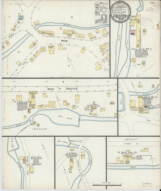 Sanborn Fire Insurance Map from Chester, Middlesex County, Connecticut (1897), Sheet #0001 - Historic Sanborn Fire Insurance Map Print, vintage old map wall art, antique decor, genealogy gift, Connecticut Connecticut map