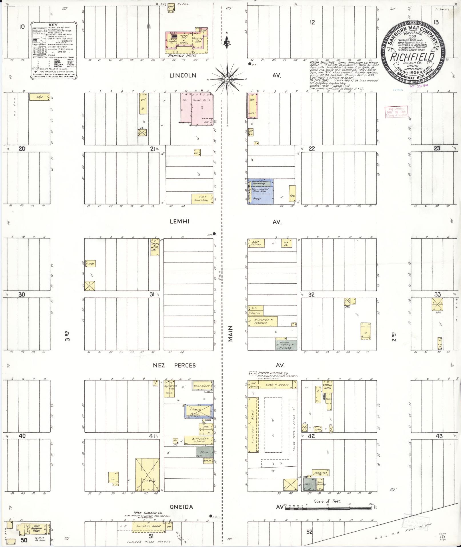 Sanborn Fire Insurance Map from Richfield, Lincoln County, Idaho. (1909) – Historic Sanborn Fire Insurance Map Print