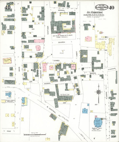 Sanborn Fire Insurance Map from Albuquerque, Bernalillo County, New Mexico (1924), Sheet #0040 - Complete Map Set gallery image, historic Sanborn map, vintage wall art, New Mexico New Mexico