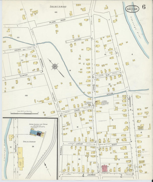 Sanborn Fire Insurance Map from Greene, Chenango County, New York (1915), Sheet #0006 - Historic Sanborn Fire Insurance Map Print, vintage old map wall art, antique decor, genealogy gift, New York New York map