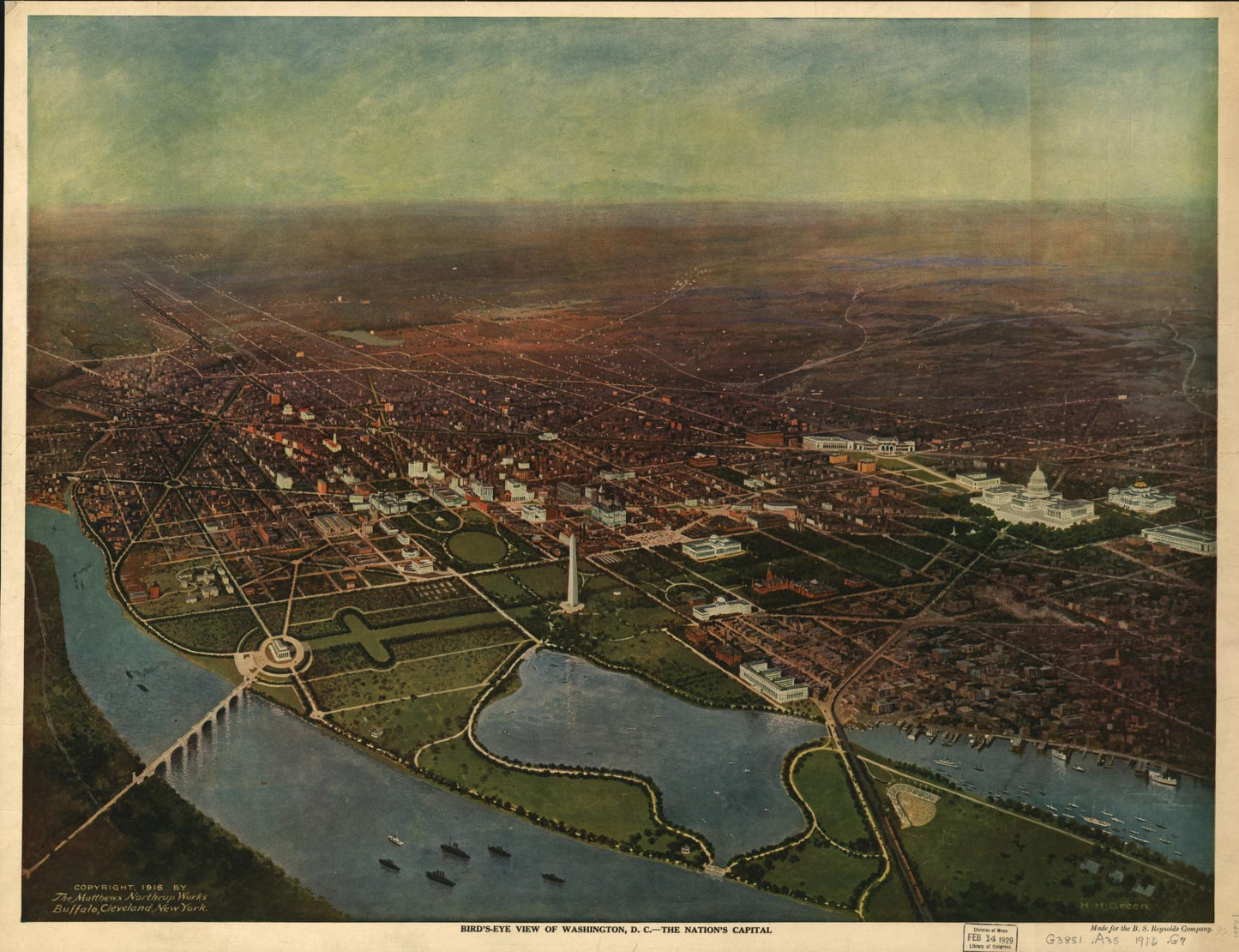 Bird's-eye view of Washington, D.C.--the nation's capital (1916) – Historic Bird’s-Eye View Panorama Print