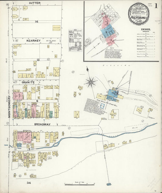 Sanborn Fire Insurance Map from Philipsburg, Granite County, Montana (1890), Sheet #0001 - Complete Map Set gallery image, historic Sanborn map, vintage wall art, Montana Montana