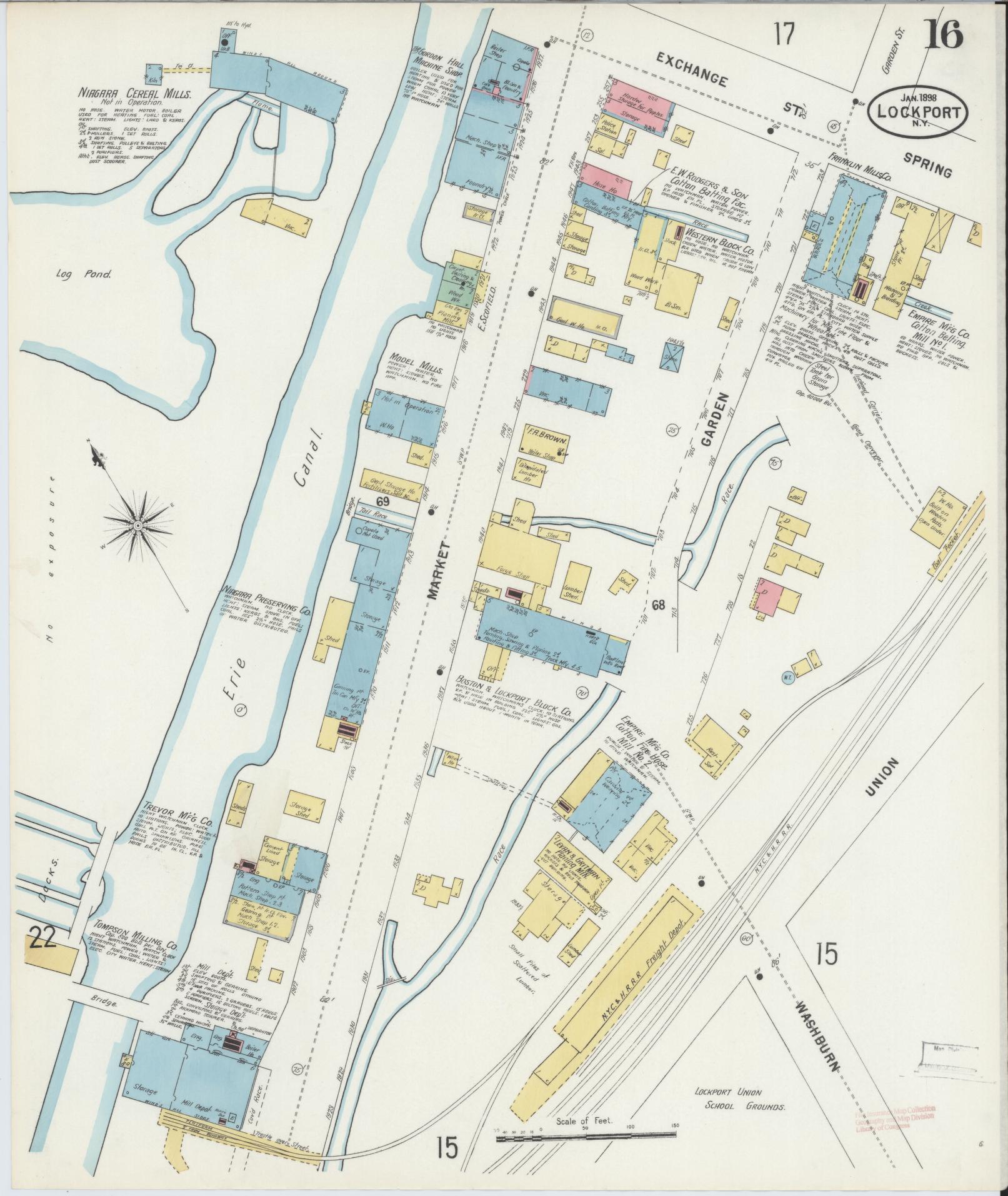Sanborn Fire Insurance Map from Lockport, Niagara County, New York (1898), Sheet #0016 - Complete Map Set gallery image, historic Sanborn map, vintage wall art, New York New York