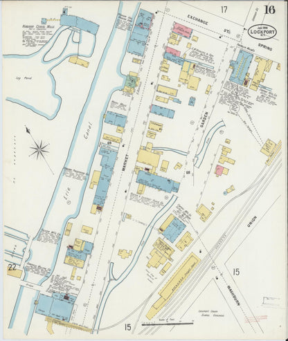 Sanborn Fire Insurance Map from Lockport, Niagara County, New York (1898), Sheet #0016 - Complete Map Set gallery image, historic Sanborn map, vintage wall art, New York New York