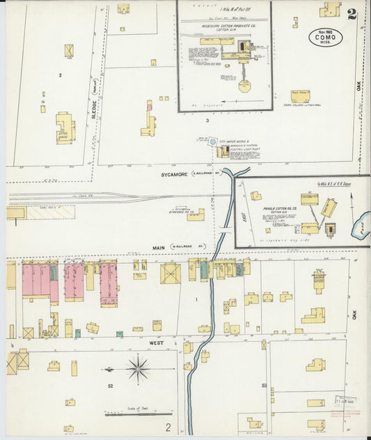 Sanborn Fire Insurance Map from Como, Panola County, Mississippi (1902), Sheet #0002 - Historic Sanborn Fire Insurance Map Print, vintage old map wall art, antique decor, genealogy gift, Mississippi Mississippi map