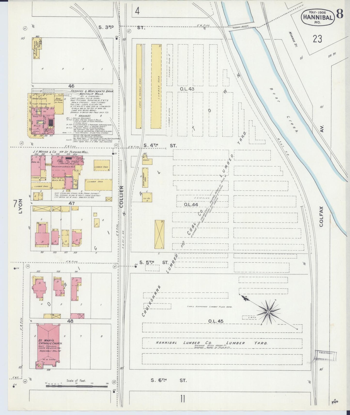 Sanborn Fire Insurance Map from Hannibal, Marion County, Missouri (1906), Sheet #0008 - Complete Map Set gallery image, historic Sanborn map, vintage wall art, Missouri Missouri