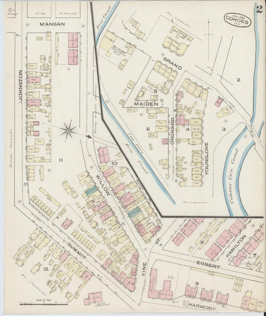 Sanborn Fire Insurance Map from Cohoes, Albany County, New York (1885), Sheet #0002 - Complete Map Set gallery image, historic Sanborn map, vintage wall art, New York New York