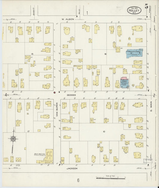 Sanborn Fire Insurance Map from Holley, Orleans County, New York (1914), Sheet #0005 - Historic Sanborn Fire Insurance Map Print, vintage old map wall art, antique decor, genealogy gift, New York New York map