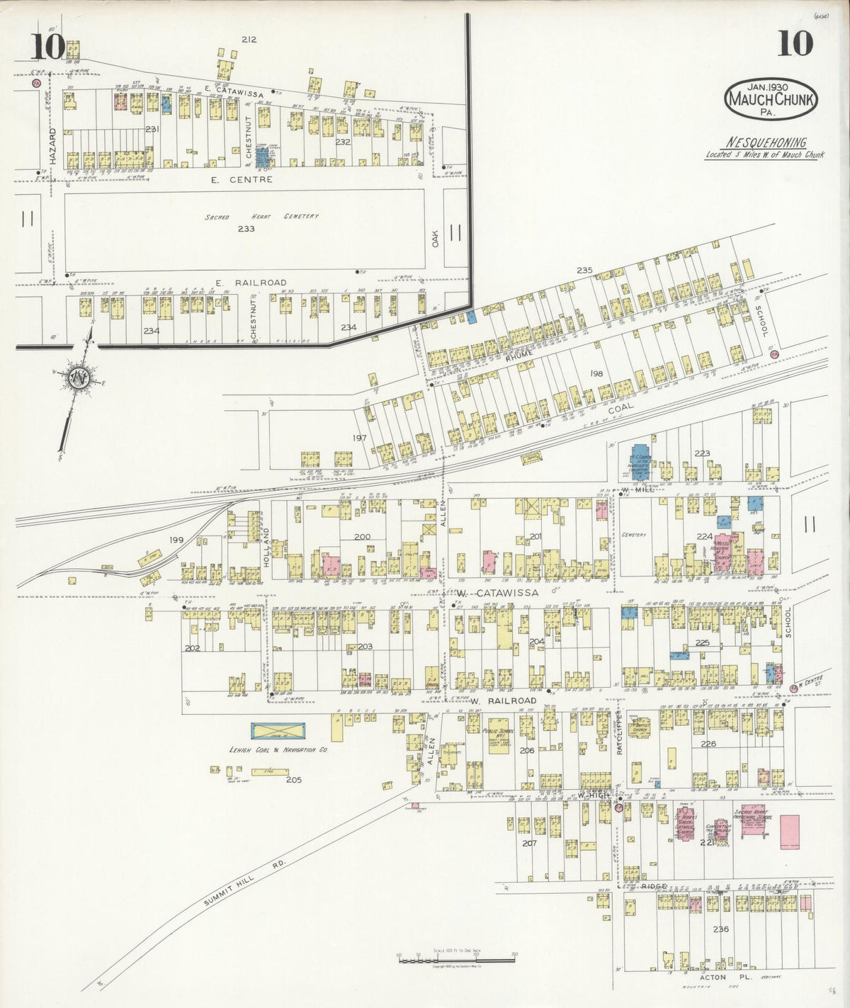 Sanborn Fire Insurance Map from Mauch Chunk, Carbon County, Pennsylvania (1930), Sheet #0010 - Complete Map Set gallery image, historic Sanborn map, vintage wall art, Pennsylvania Pennsylvania