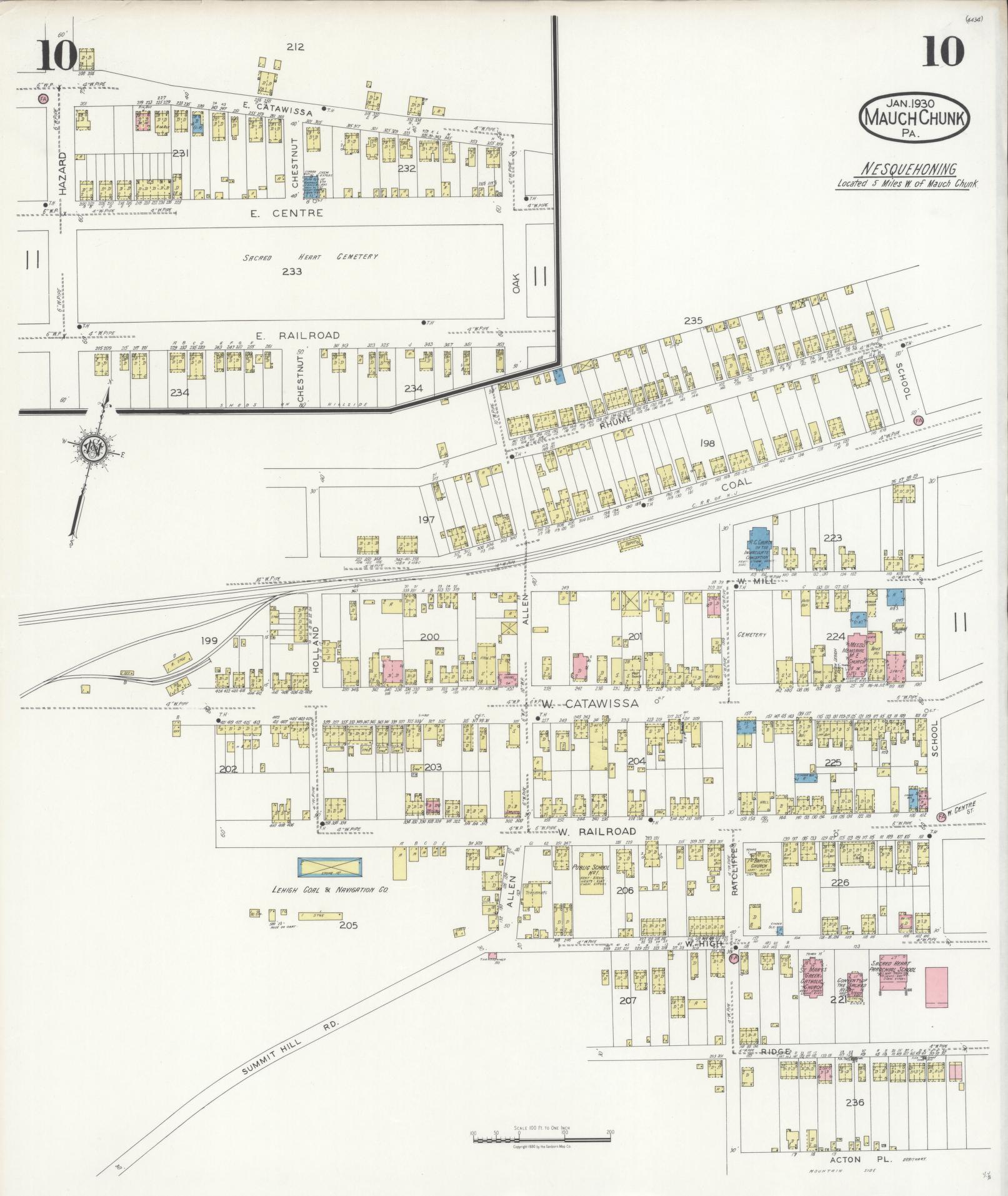 Sanborn Fire Insurance Map from Mauch Chunk, Carbon County, Pennsylvania (1930), Sheet #0010 - Complete Map Set gallery image, historic Sanborn map, vintage wall art, Pennsylvania Pennsylvania