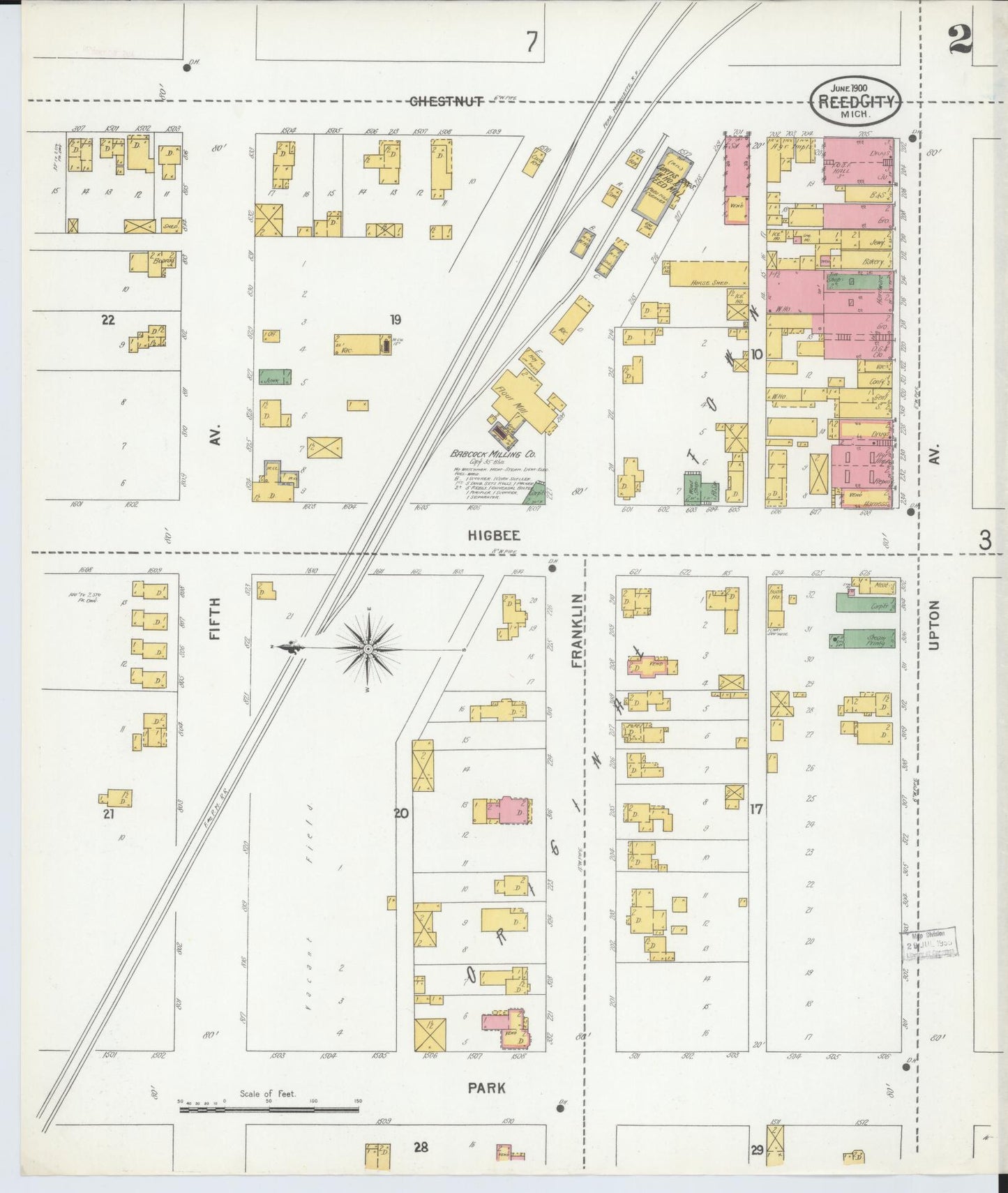Sanborn Fire Insurance Map from Reed City, Osceola County, Michigan (1900), Sheet #0002 - Complete Map Set gallery image, historic Sanborn map, vintage wall art, Michigan Michigan