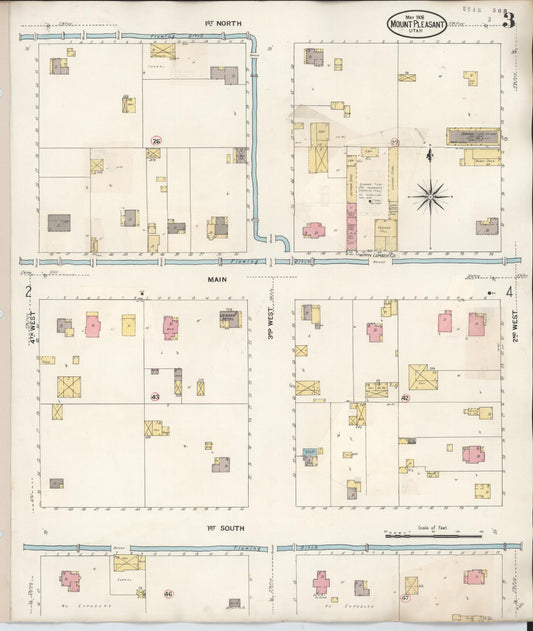 Sanborn Fire Insurance Map from Mount Pleasant, Sanpete County, Utah (1931), Sheet #0003 - Historic Sanborn Fire Insurance Map Print, vintage old map wall art, antique decor, genealogy gift, Utah Utah map