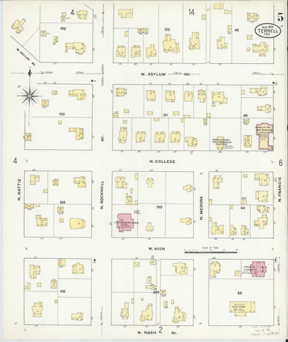 Sanborn Fire Insurance Map from Terrell, Kaufman County, Texas (1909), Sheet #0005 - Complete Map Set gallery image, historic Sanborn map, vintage wall art, Texas Texas
