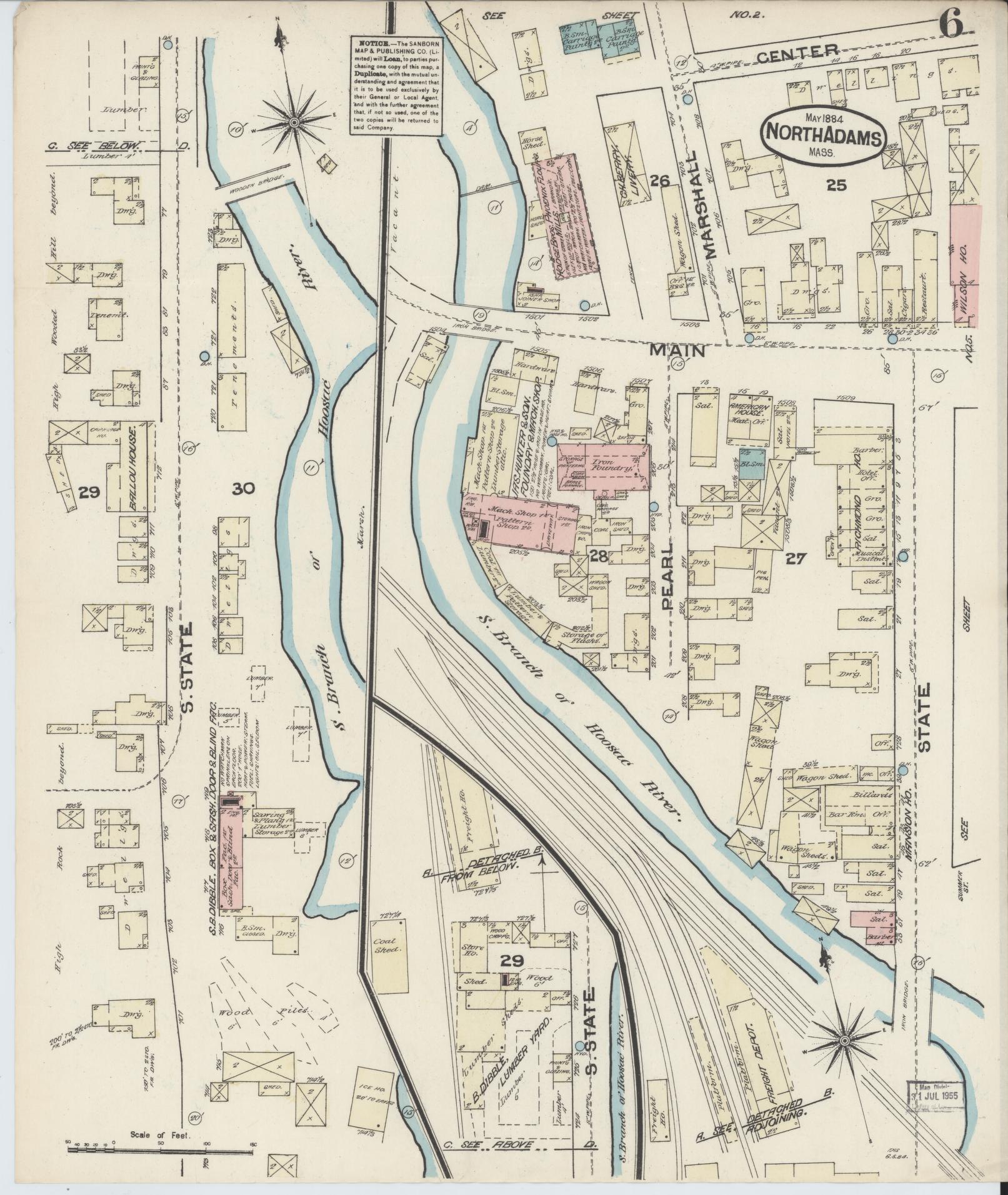 Sanborn Fire Insurance Map from North Adams, Berkshire County, Massachusetts (1884), Sheet #0006 - Complete Map Set gallery image, historic Sanborn map, vintage wall art, Massachusetts Massachusetts