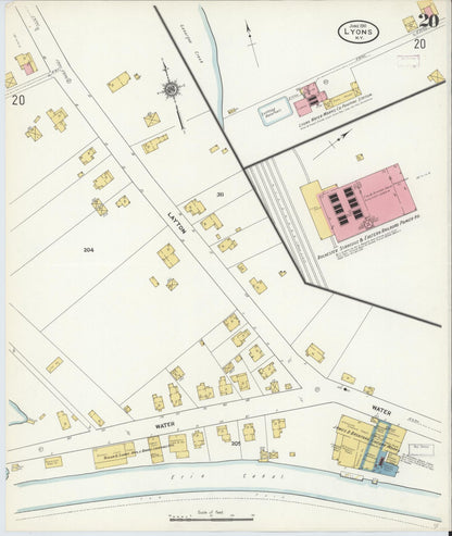 Sanborn Fire Insurance Map from Lyons, Wayne County, New York (1911), Sheet #0020 - Complete Map Set gallery image, historic Sanborn map, vintage wall art, New York New York