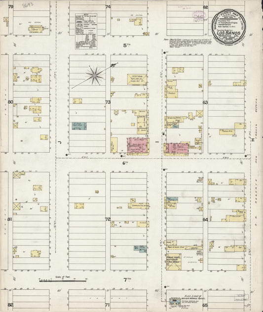 Sanborn Fire Insurance Map from Los Banos, Merced County, California (1894), Sheet #0001 - Historic Sanborn Fire Insurance Map Print, vintage old map wall art, antique decor, genealogy gift, California California map