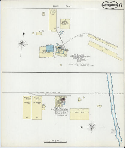 Sanborn Fire Insurance Map from Lawrenceburg, Anderson County, Kentucky (1891), Sheet #0006 - Complete Map Set gallery image, historic Sanborn map, vintage wall art, Kentucky Kentucky