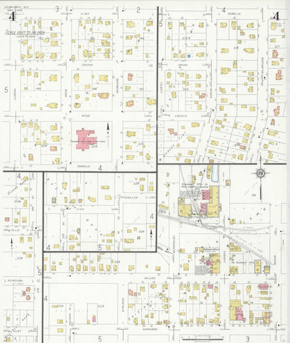 Sanborn Fire Insurance Map from Kewaunee, Kewaunee County, Wisconsin (1933), Sheet #0004 - Historic Sanborn Fire Insurance Map Print, vintage old map wall art, antique decor, genealogy gift, Wisconsin Wisconsin map
