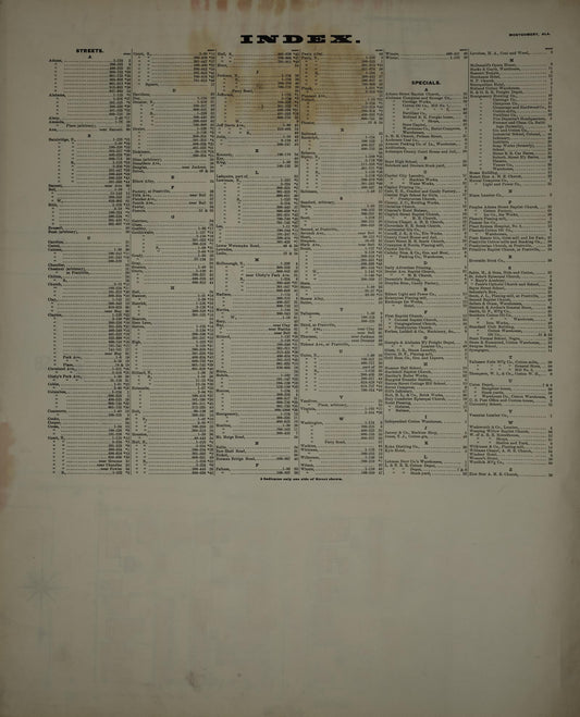 Sanborn Fire Insurance Map from Montgomery, Montgomery County, Alabama (1900), Sheet #0001 - Historic Sanborn Fire Insurance Map Print, vintage old map wall art, antique decor, genealogy gift, Alabama Alabama map