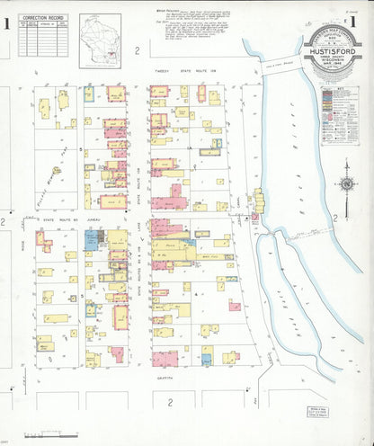 Sanborn Fire Insurance Map from Hustisford, Dodge County, Wisconsin (1949), Sheet #0001 - Historic Sanborn Fire Insurance Map Print, vintage old map wall art, antique decor, genealogy gift, Wisconsin Wisconsin map