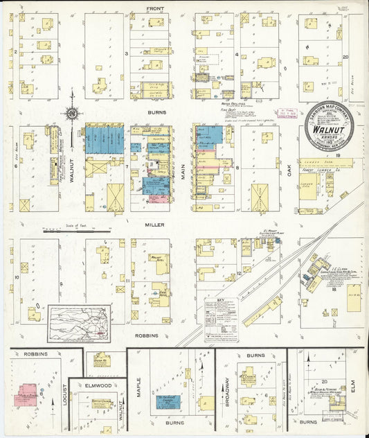 Sanborn Fire Insurance Map from Walnut, Crawford County, Kansas (1913), Sheet #0001 - Historic Sanborn Fire Insurance Map Print, vintage old map wall art, antique decor, genealogy gift, Kansas Kansas map