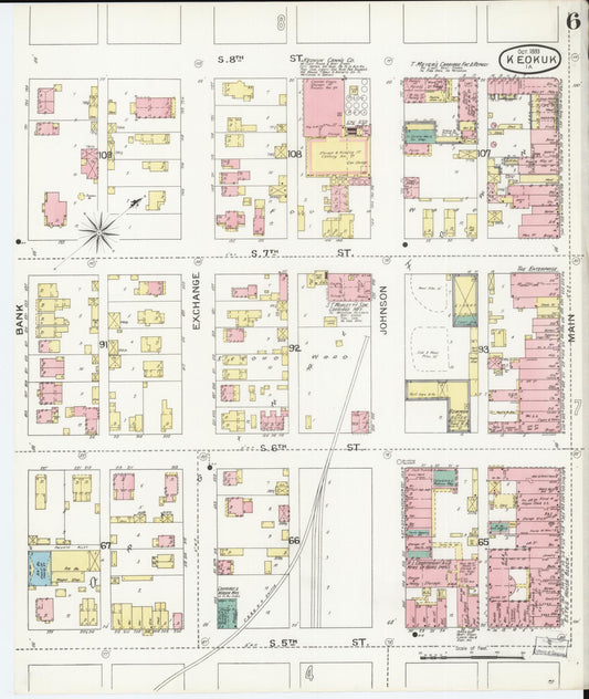 Sanborn Fire Insurance Map from Keokuk, Lee County, Iowa (1893), Sheet #0006 - Historic Sanborn Fire Insurance Map Print, vintage old map wall art