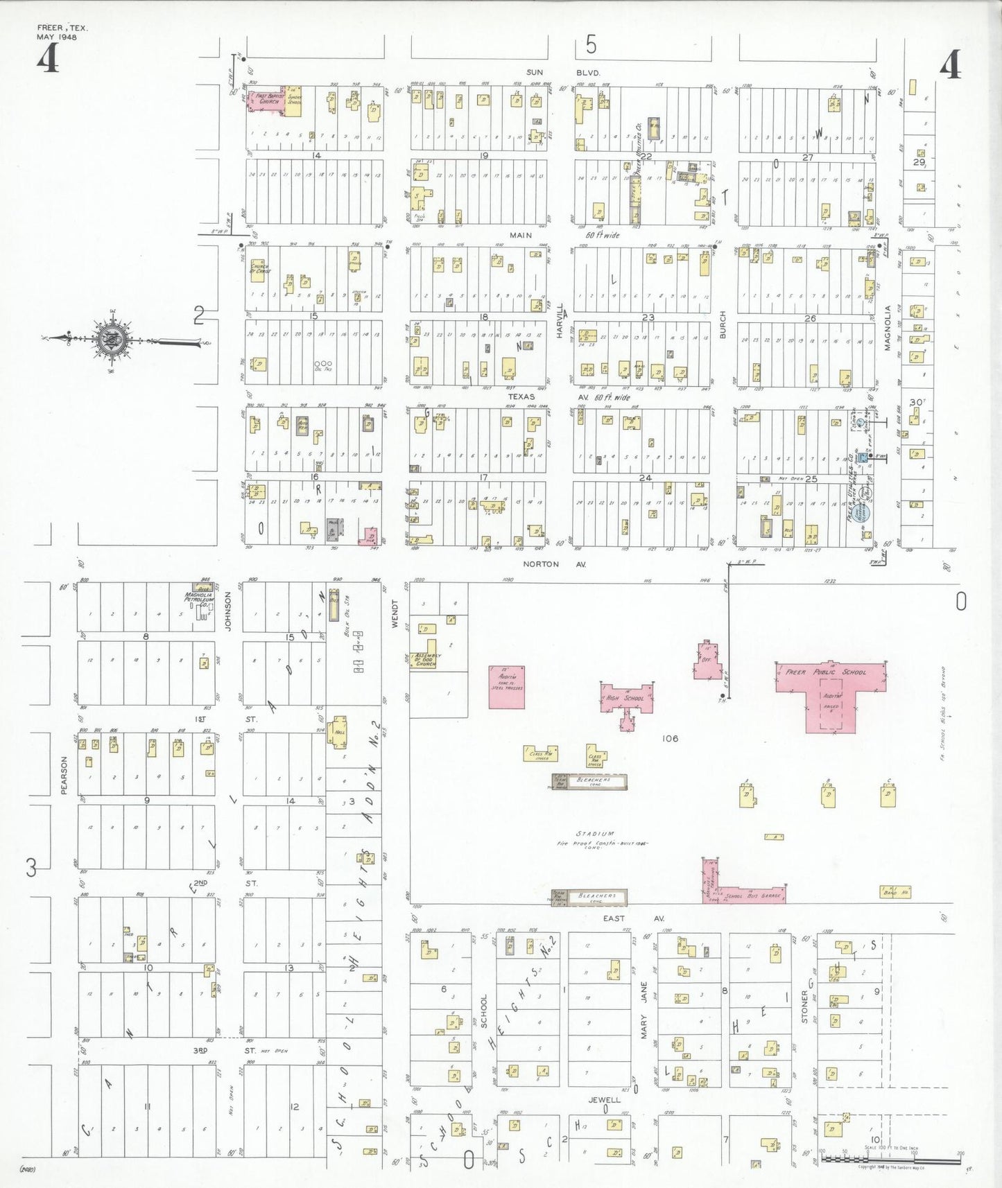 Sanborn Fire Insurance Map from Freer, Duval County, Texas (1948), Sheet #0004 - Complete Map Set gallery image, historic Sanborn map, vintage wall art, Texas Texas