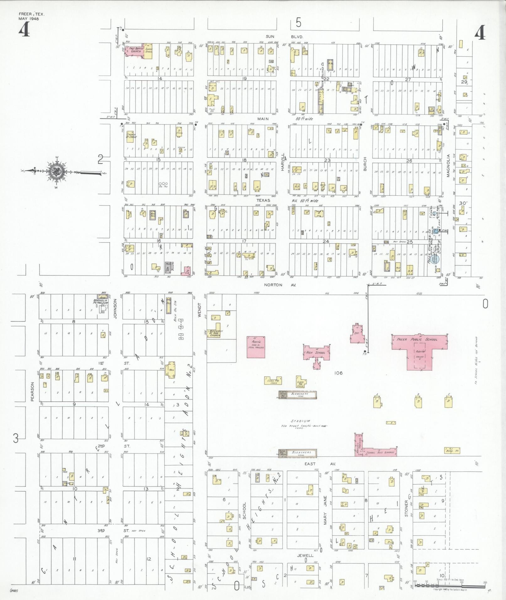 Sanborn Fire Insurance Map from Freer, Duval County, Texas (1948), Sheet #0004 - Complete Map Set gallery image, historic Sanborn map, vintage wall art, Texas Texas