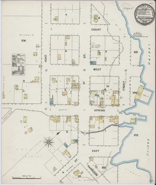 Sanborn Fire Insurance Map from Friday Harbor, San Juan County, Washington (1892), Sheet #0001 - Historic Sanborn Fire Insurance Map Print, vintage old map wall art, antique decor, genealogy gift, Washington Washington map