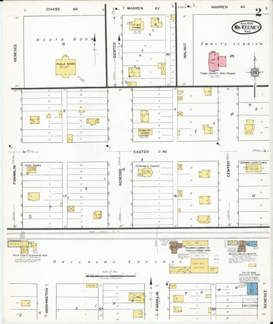 Sanborn Fire Insurance Map from Wa-keeney, Trego County, Kansas (1920), Sheet #0002 - Historic Sanborn Fire Insurance Map Print, vintage old map wall art, antique decor, genealogy gift, Kansas Kansas map