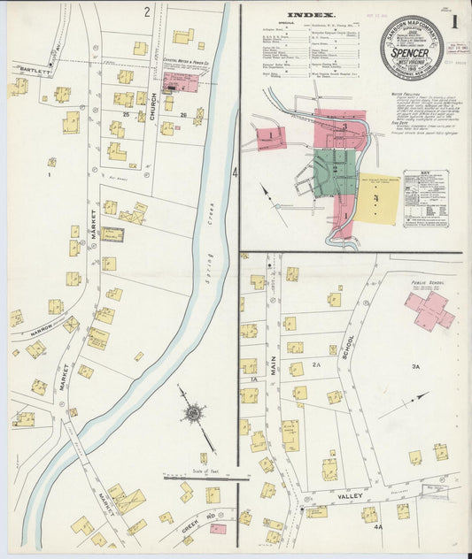 Sanborn Fire Insurance Map from Spencer, Roane County, West Virginia (1910), Sheet #0001 - Historic Sanborn Fire Insurance Map Print, vintage old map wall art, antique decor, genealogy gift, West Virginia West Virginia map