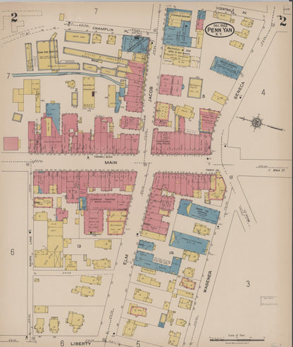 Sanborn Fire Insurance Map from Penn Yan, Yates County, New York (1922), Sheet #0002 - Complete Map Set gallery image, historic Sanborn map, vintage wall art, New York New York