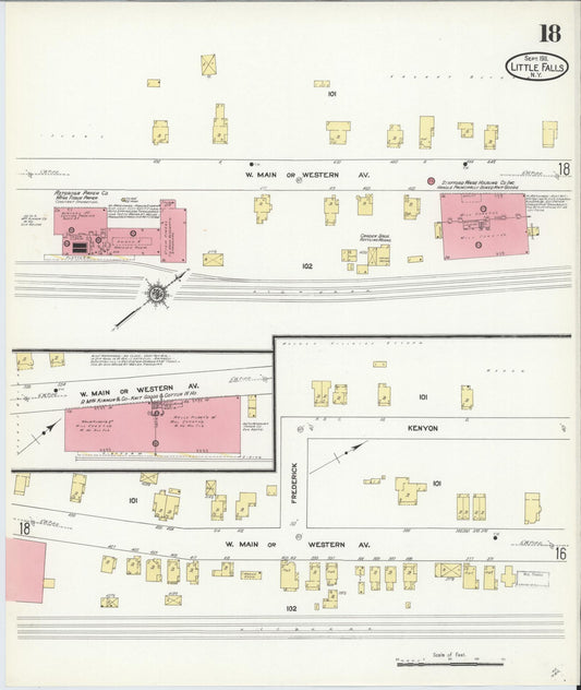 Sanborn Fire Insurance Map from Little Falls, Herkimer County, New York (1911), Sheet #0018 - Historic Sanborn Fire Insurance Map Print, vintage old map wall art, antique decor, genealogy gift, New York New York map