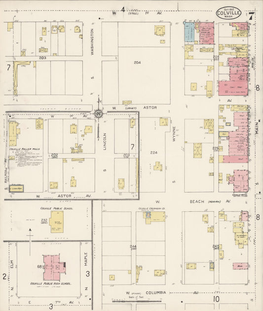 Sanborn Fire Insurance Map from Colville, Stevens County, Washington (1912), Sheet #0007 - Historic Sanborn Fire Insurance Map Print, vintage old map wall art, antique decor, genealogy gift, Washington Washington map