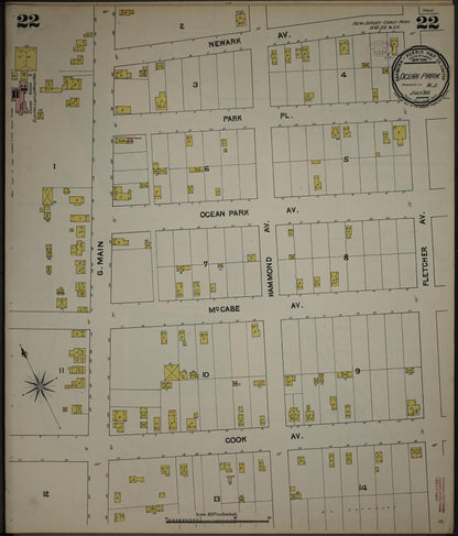Sanborn Fire Insurance Map from New Jersey Coast, New Jersey Coast, New Jersey (1890), Sheet #0022 - Complete Map Set gallery image, historic Sanborn map, vintage wall art, New Jersey Coast New Jersey
