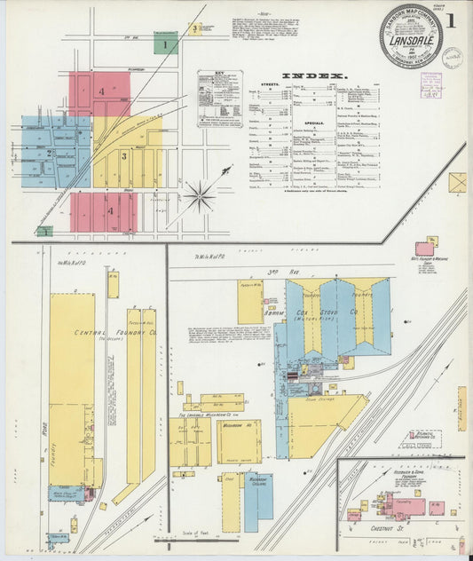 Sanborn Fire Insurance Map from Lansdale, Montgomery County, Pennsylvania (1902), Sheet #0001 - Historic Sanborn Fire Insurance Map Print, vintage old map wall art, antique decor, genealogy gift, Pennsylvania Pennsylvania map