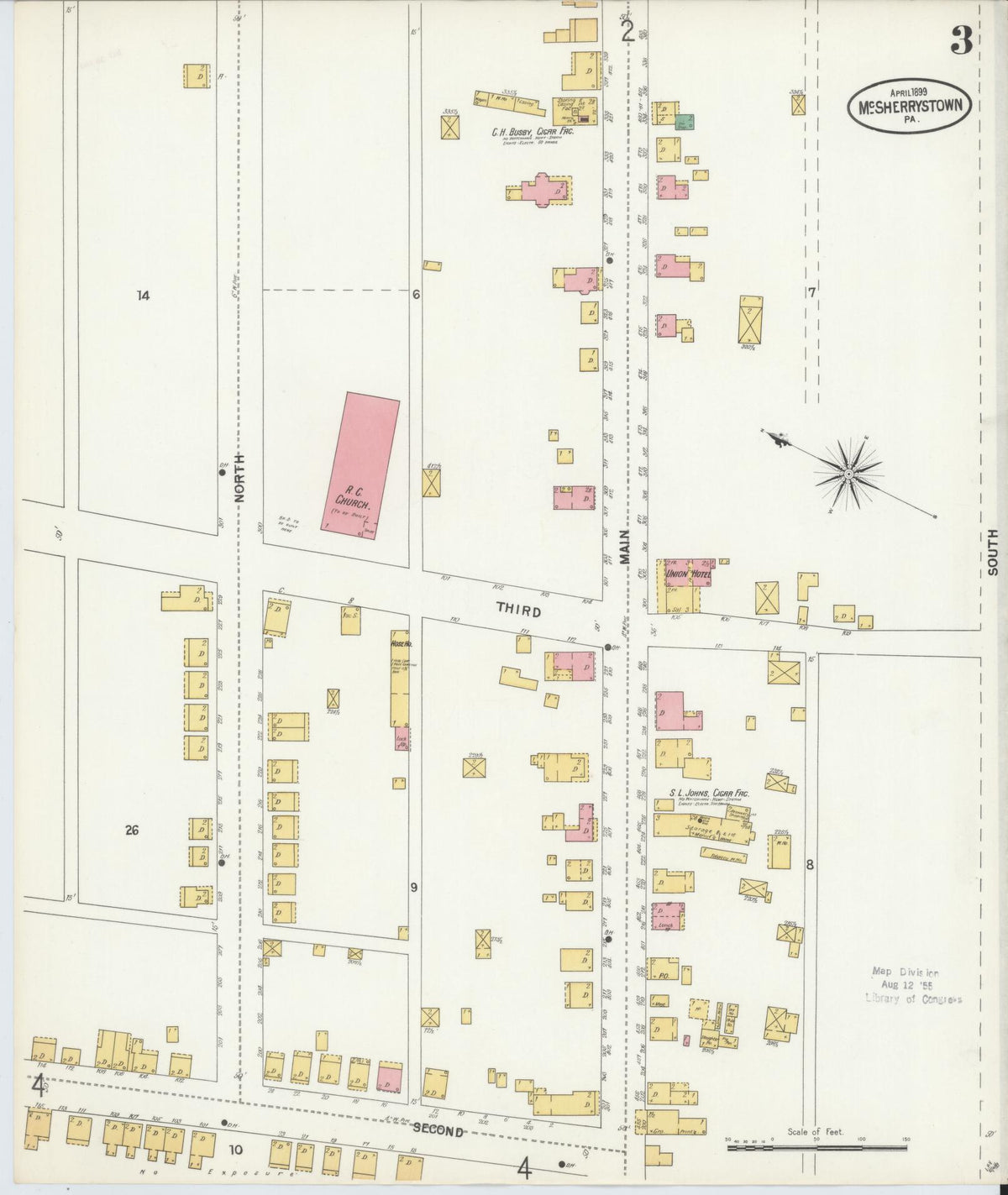 Sanborn Fire Insurance Map from McSherrystown, Adams County, Pennsylvania (1899), Sheet #0003 - Historic Sanborn Fire Insurance Map Print, vintage old map wall art, antique decor, genealogy gift, Pennsylvania Pennsylvania map