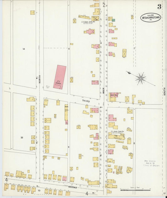 Sanborn Fire Insurance Map from McSherrystown, Adams County, Pennsylvania (1899), Sheet #0003 - Historic Sanborn Fire Insurance Map Print, vintage old map wall art, antique decor, genealogy gift, Pennsylvania Pennsylvania map