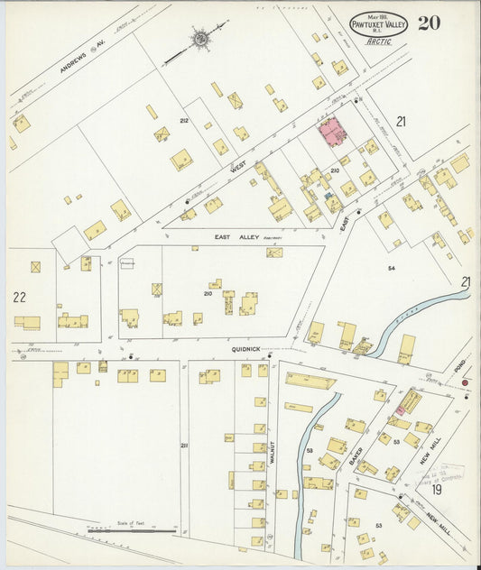 Sanborn Fire Insurance Map from Pawtuxet Valley, Kent and Providence Counties, Rhode Island (1911), Sheet #0020 - Historic Sanborn Fire Insurance Map Print, vintage old map wall art, antique decor, genealogy gift, Washington Washington map