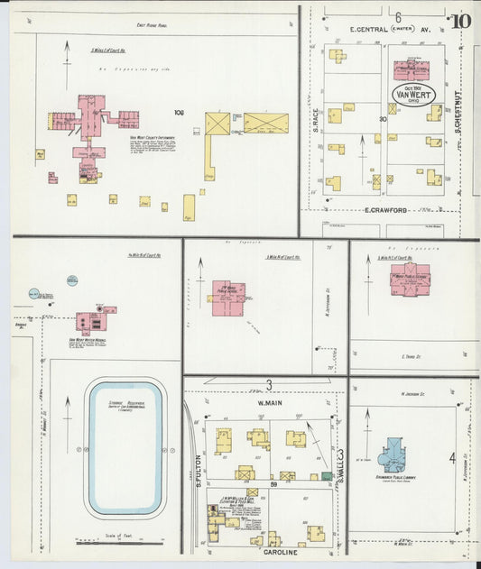 Sanborn Fire Insurance Map from Van Wert, Van Wert County, Ohio (1901), Sheet #0010 - Historic Sanborn Fire Insurance Map Print, vintage old map wall art, antique decor, genealogy gift, Ohio Ohio map