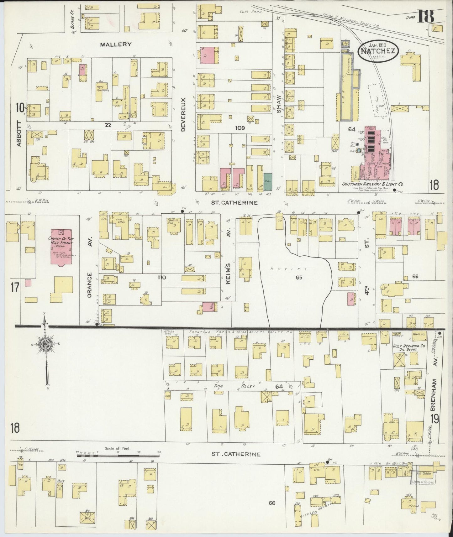 Sanborn Fire Insurance Map from Natchez, Adams County, Mississippi (1910), Sheet #0018 - Historic Sanborn Fire Insurance Map Print, vintage old map wall art, antique decor, genealogy gift, Mississippi Mississippi map