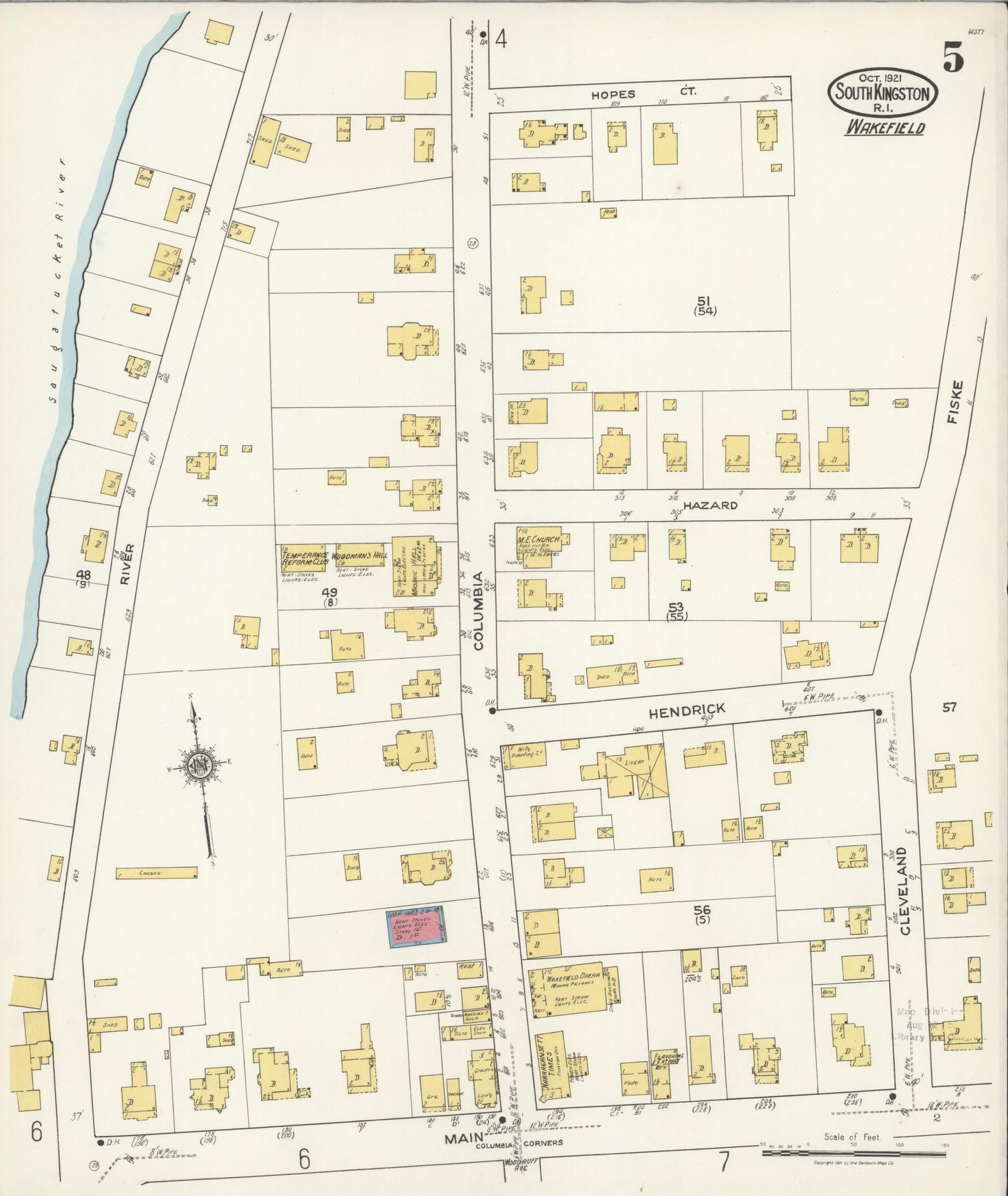 Sanborn Fire Insurance Map from South Kingstown, Washington County, Rhode Island (1921), Sheet #0005 - Complete Map Set gallery image, historic Sanborn map, vintage wall art, Rhode Island Rhode Island